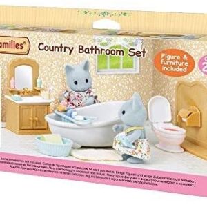 Sylvanian Families 5165 Country Bathroom Set with Cat Sister, Multicolor
