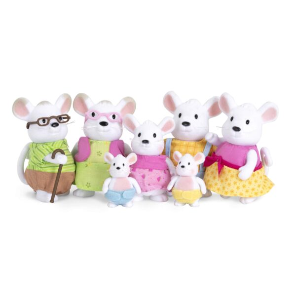 Li'l Woodzeez 6491Z Li’l Woodzeez – Nibblekin Mouse Family with Grandparents – 7pc Set with Miniature Figurines – Animal Toys and Accessories for Kids Age 3+