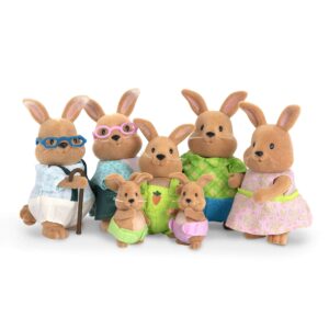 Li'l Woodzeez 6492Z Li’l Woodzeez – Cottonball Rabbit Family with Grandparents – 7pc Set with Miniature Figurines – Animal Toys and Accessories for Kids Age 3+