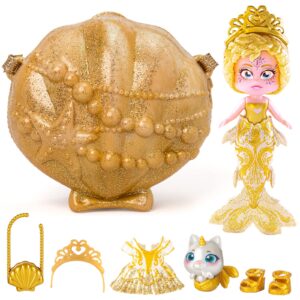 KOOKYLOOS - 1 doll 3 unique expressions! JEWEL Mermaid doll with 1 shell-bag, 1 mermaid tail, 1 pet, clothes and accessories