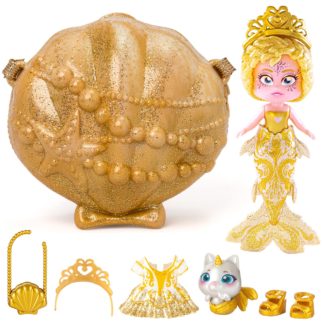 KOOKYLOOS - 1 doll 3 unique expressions! JEWEL Mermaid doll with 1 shell-bag, 1 mermaid tail, 1 pet, clothes and accessories
