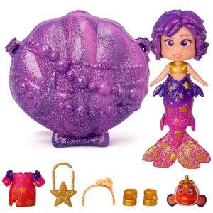 KOOKYLOOS - 1 doll 3 unique expressions! STAR Mermaid doll with 1 shell-bag, 1 mermaid tail, 1 pet, clothes and accessories